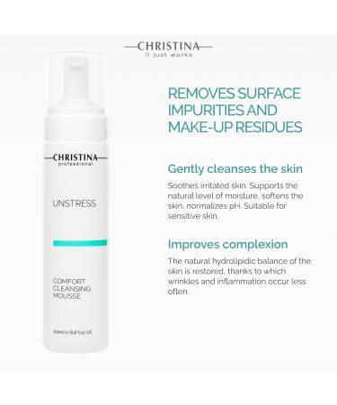 Buy CHRISTINA Unstress Comfort Cleansing Mousse - Gentle Green Tea & Vitamin B5 Face Cleanser for All Skin Types 200ml | 24-Hour Hydration - Buy Online on GoSupps.com