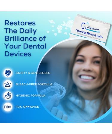 AlignerOff Cleaning Mineral Salts Cleaner Crystals for Aligners, Retainers, Nightguards, & Dentures Removes Stains, Plaque & Odors Daily Safe Formula for Dental Appliances-3g Powder - Buy Online on GoSupps.com