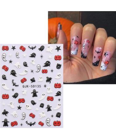 JMEOWIO 3D Embossed Halloween Nail Art Stickers Decals Self-Adhesive 5D Cute Ghost Pumpkin Nail Supplies Nail Art Design Decoration Accessories 4 Sheets - Buy Online on GoSupps.com