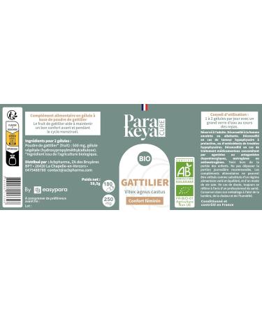 Gattilier Bio 250 mg - 180 g lules - Confort f minin & quilibre au quotidien - Compl ment alimentaire 180 unit s (Lot de 1) - Buy Online on GoSupps.com