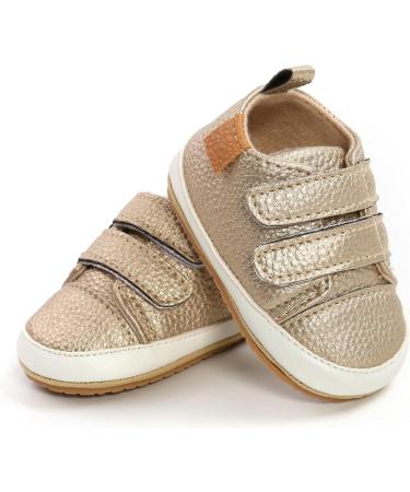 MK Matt Keely Baby Girl First Walking Shoes | Anti-Slip Soft PU Leather Sneakers 12-18 Months | Gold - Buy Online on GoSupps.com