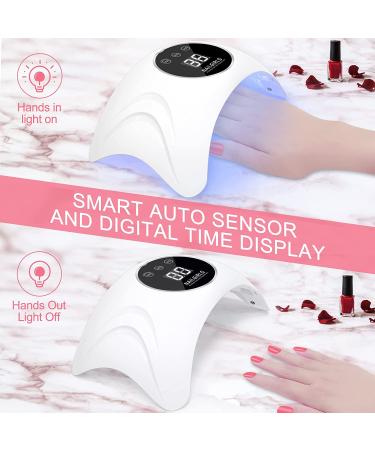 NAILGIRLS 48W UV LED Nail Lamp | Professional Nail Dryer with 3 Timer Settings and Automatic Sensor | Gel Polish Curing Light with LCD Display - White - Buy Online on GoSupps.com
