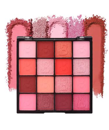 Waterproof 16 Colors Pink Red Blush Shimmer Matte Eyeshadow Palette.Highly Pigmented Light Dark Pink Eye Shadow Makeup Powder Palet.Matt Shiny Pressed Eye Pallet. paleta sombra de ojos rosa