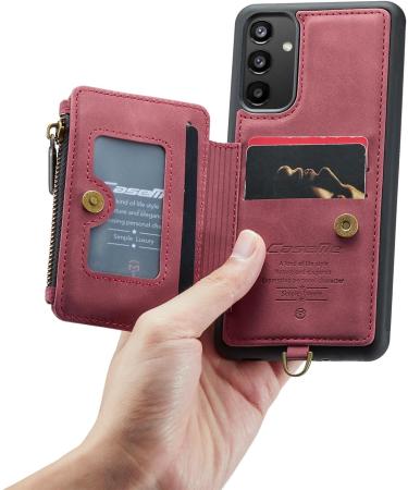 Buy Soonic Leather Protective Cover for Samsung Galaxy A34 5G - Magnetic Wallet Case with Card & Coin Compartments Folding Design Red - Buy Online on GoSupps.com