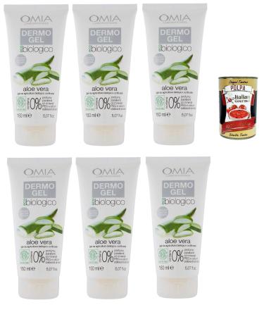 Omia Dermogel Lenitivo Face and Body Cream with Aloe, Great for Sensitive, Red and Irritated Skin, 6 x 150 ml + Italian Gourmet Polpa 400 g