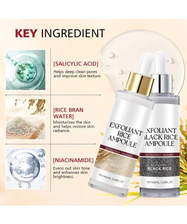 2PCS Rice Exfoliating Ampoule Set Black & White Rice Brightening Duo for Glowing Skin | Gentle Peel + Pore Minimizing & Deep Hydration - Buy Online on GoSupps.com