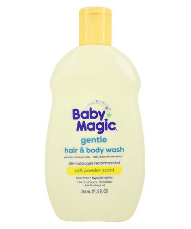 Baby Magic Gentle Hair & Body Wash | Tear-Free, Free of Parabens, Phthalates, Sulfates and Dyes, Calendula Oil & Coconut Oil, Soft Powder Scent, 9 Fl Oz