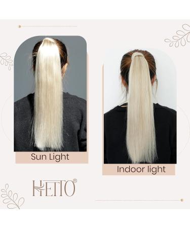 Hetto Braid Extensions | Real Hair Blond Ponytail Extensions #18/613 Ash Blonde | Highlighted 30g 35cm - Buy Online on GoSupps.com