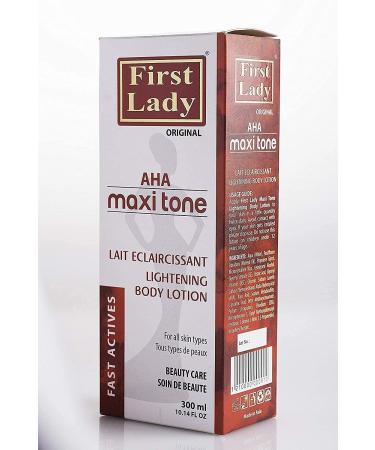 First Lady Premium AHA Maxi Tone Skin Lightening Brightening Body Lotion 300ml *Results in 4 weeks* + First Lady Herbal Jamaican Black Castor Hair Oil 200ml