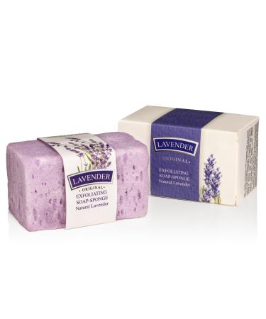 Rose Lavender Exfoliating Soap Sponge Cleansing Soap Bar and a Gentle Exfoliating Sponge in One 14+ Uses Body Soap Sponge with Natural Lavender Extract