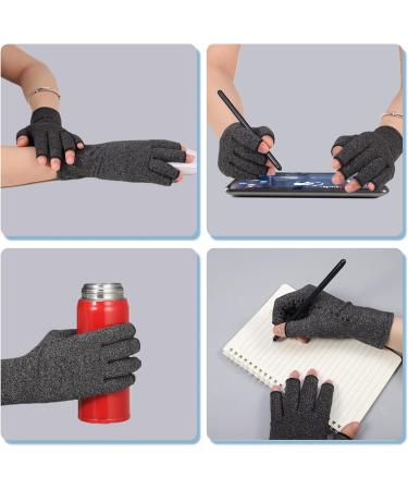 loraleo 2 Pairs Arthritis Compression Gloves Half Finger Gloves Joint Pressure Gloves Arthritis Symptoms Carpal Tunnel RSI Tendonitis Pain Relief Wrist Support Brace Gloves(L) - Buy Online on GoSupps.com