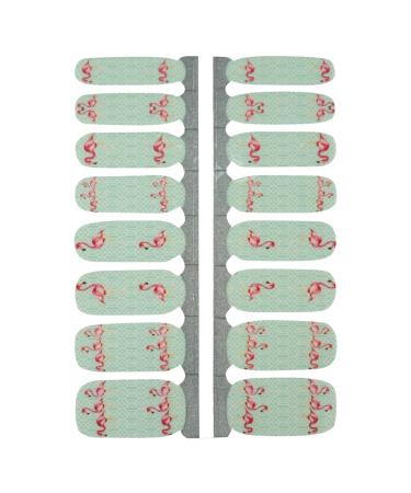 My nails nail foils flamingo i 16 ultra-thin nail polish strip pattern/white/green i self-adhesive premium nail art wraps i sticks to natural and lacquered acrylic gel & shellac nails