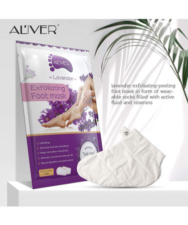 AlIVER Lavender Foot Peel Masks - 5 Pack for Dry Cracked Feet | Exfoliating & Repairing Dead Skin, Callus, Rough Heels | Natural Softening Treatment for Men & Women | Baby Soft Feet in 7 Days - Buy Online on GoSupps.com