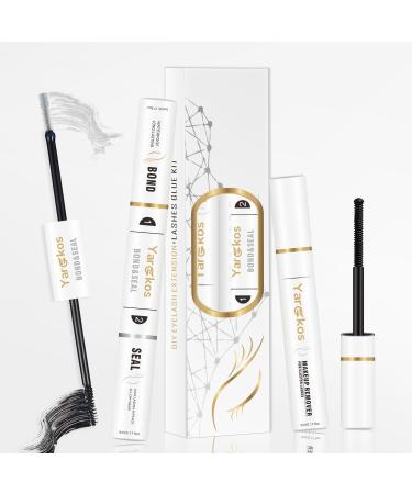 2-in-1 Lash Bond and Seal Eye Lashes Glue Remover False Eyelash Adhesive for Individual DIY Cluster Extension 2Pcs Lash Glue Set for Beginner Salon Home Waterproof Strong Hold Fast Removal White