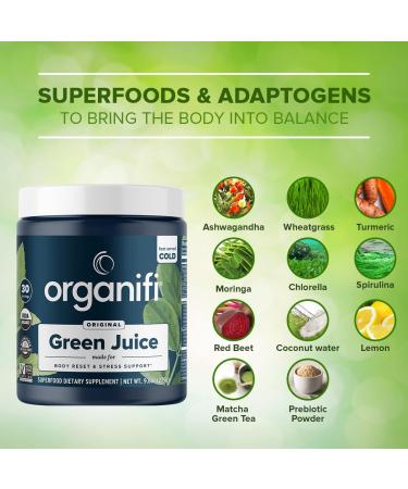 Organifi Green Juice - Organic Superfood Powder - 30-Day Supply - Vegan Greens for Stress Relief, Weight Control, and Total Body Wellness - 9.8 oz - Buy Online on GoSupps.com