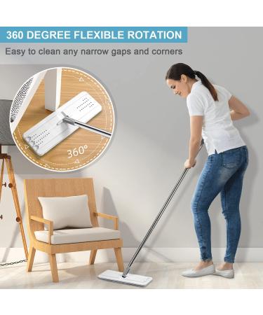 BOSHENG Hands-Free Flat Floor Mop and Bucket Set | 3 Microfiber Pads | All Floor Types | Home Cleaning System - Buy Online on GoSupps.com