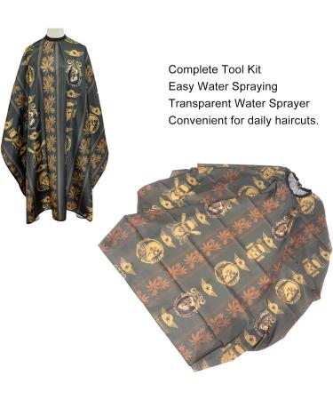 Hairdressing Cape Tool Set Transparent Water Sprayer Haircut Cape Set Nylon Neck Feather Duster Brush Complete Tool (Golden Print) - Buy Online on GoSupps.com