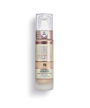 Makeup Revolution IRL Filter Longwear Foundation Medium to Full Coverage Matte Finish 16 Hour Wear F5 Fair To Light Skin Tones 23ml F5 23 ml (Pack of 1)
