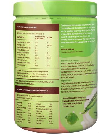 Buy Ori n Nu ion 100% Natural Vegan Plant Protein Powder - 25g Protein Dairy Free No Added Sugar 250g | Easy to Digest & Non-GMO - Buy Online on GoSupps.com