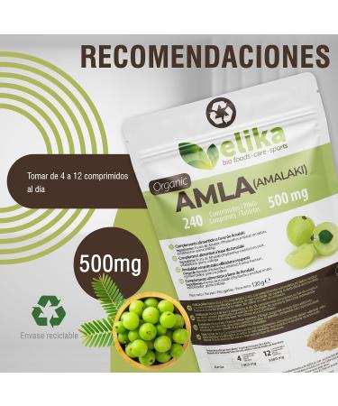 ORGANIC Amla Elikafoods ORGANIC. 240 tablets of 500mg. Strengthens hair and skin. Contains vitamin C minerals and antioxidants. 100% natural vegan and gluten-free. - Buy Online on GoSupps.com