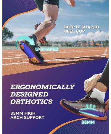 QBK Metatarsalgia Insoles for Flat Feet Relief | Men's Size L (9-10) | Achilles Tendonitis, Bunion & Bow Legs Support | Height Increase & Anti-Slip Comfort | Purple - Buy Online on GoSupps.com