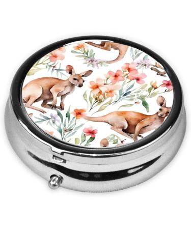 Funny Cartoon Kangaroo Mini Round Pill Box - 3 Compartment Portable Pill Organizer for Travel Home & Office - Buy Online on GoSupps.com