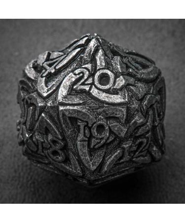 KakapopoTCG Endless Dice Life Counter D20 Dice Spindown Solid Metal Extra Large Extra Heavy for MTG Magic The Gathering EDH Commander Metal Counter Countdown Endless Darkness (Tarnished Black)
