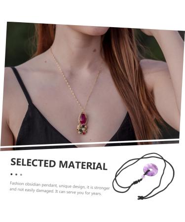 Beaupretty 5-Stone Obsidian Necklace with Safety Buckle | Unique Chinese Medallion & Cotton Thread Chain for Men & Women - Violet Crystal Adornment - Buy Online on GoSupps.com