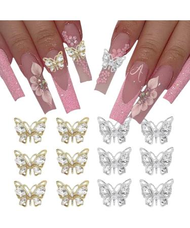 14Pcs Shiny Alloy Butterfly Nail Charms - 3D Butterflies Rhinestones for Women's DIY Manicure - Buy Online on GoSupps.com