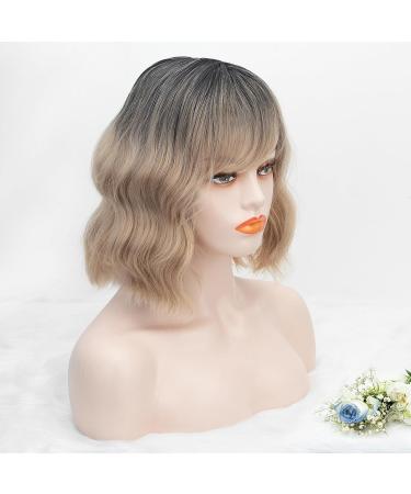 Kouwi Short Blonde Wig with Bangs - 12inch Heat Resistant Synthetic Bob Wig for White Women - Ideal for Cosplay - Buy Online on GoSupps.com