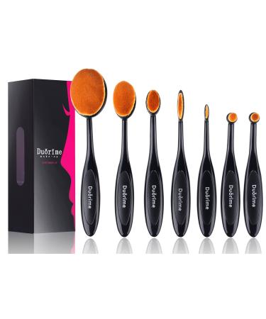 Duorime New 7pcs Black Oval Toothbrush Makeup Brush Set Cream Contour Powder Concealer Foundation Eyeliner Cosmetics Tool  7 Piece Assortment