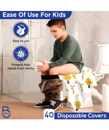 40-Pack Disposable Toilet Seat Covers - BABEnjoy Giraffe Pattern Extra Large - Ideal for Kids, Toddlers, and Adults - Potty Training, Public Bathrooms, Airplanes - Buy Online on GoSupps.com