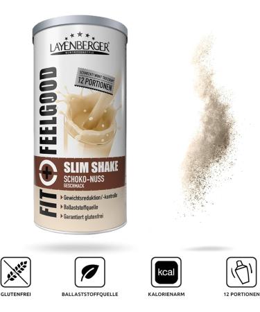 Layenberger Fit+Feelgood Slim Shake Powder meal replacement for 12 portions with 213 kcal each 1 x 396 g chocolate nut - Buy Online on GoSupps.com