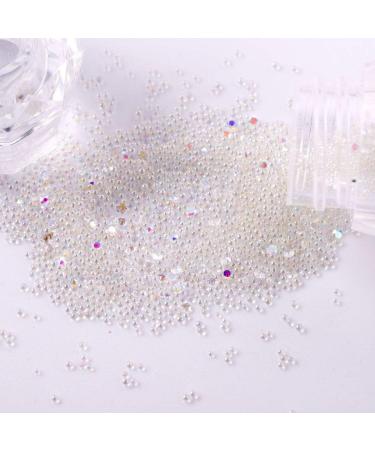 RESTPOTY 1 Bottle Micro Pixie Beads Gravel Nail Crystals For Nails Colorful Multicolor Micro Strass Glass Caviar Beads Nail Art 3D Decorations (Crystal) - Buy Online on GoSupps.com