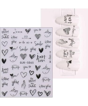 JMEOWIO 6 Sheets 3D Embossed Valentines Day Heart Nail Art Stickers Decals Self-Adhesive 5D Line Cute Nail Supplies Nail Art Design Decoration Accessories - Buy Online on GoSupps.com