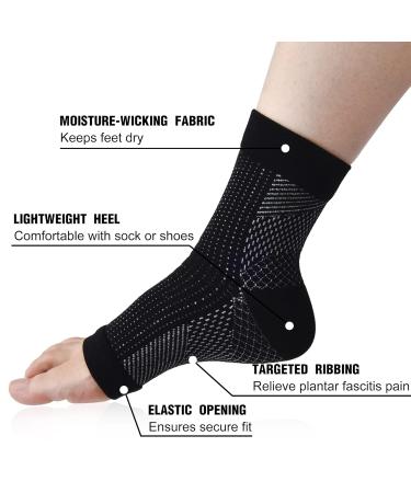 4 Pairs Compression Ankle Bandage Socks for Men & Women - Plantar Fasciitis & Heel Spur Relief - Black & White Size 47-51 - Buy Online on GoSupps.com