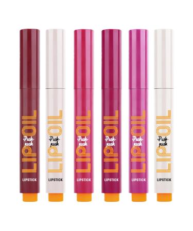 Teksome Click Lip Gloss Click Lipstick Pen Moisturizing Solid Lip Gloss Lipstick Set of 6 | Waterproof Lip Gloss Moisturizing Lip Oil for