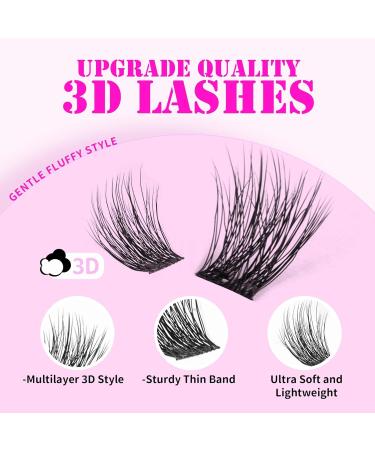 GAQQI Lash Clusters - 120 Volume Eyelash Extensions | 3D Fluffy & Soft Band | 10-14mm Multilayered Individual Lashes - Buy Online on GoSupps.com