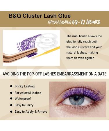 Cluster Lash Glue 5ml - Long Lasting Waterproof Eyelash Extension Bond for DIY Lash Clusters - Clear Lash Glue with Micro Brushes - B&Q LASH - Buy Online on GoSupps.com