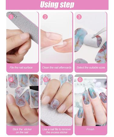 Marble Nail Art Polish Stickers - 12 Sheet Self Adhesive Wraps by Kalolary with Nail File - DIY Nail Art Decoration for Women and Girls - Buy Online on GoSupps.com
