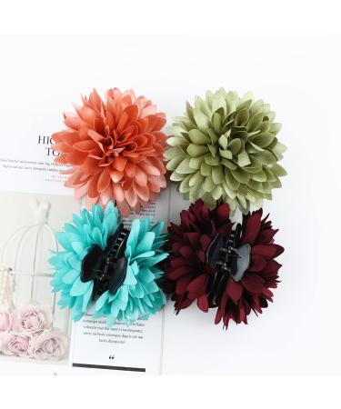 Cinaci 4 Pack Large Satin Daisy Floral Hair Clips for Women - Hair Accessories Set for Updos and Buns - Buy Online on GoSupps.com