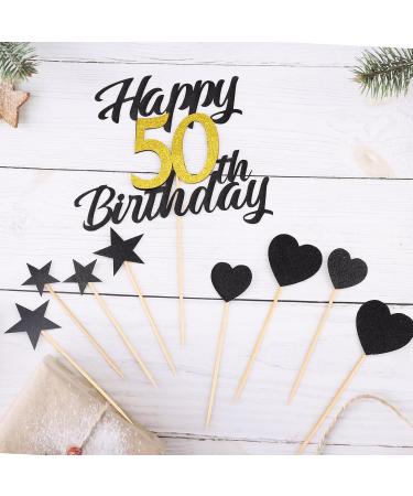 Shop Alegre 50th Birthday Cake Topper - Black Gold Decoration for Men & Women | 9-Piece Set for Happy 50th Birthday Celebration - Buy Online on GoSupps.com