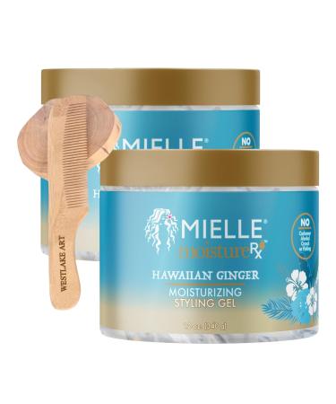 Styling Gel Moisture Rx Hawaiian Ginger Hair 12Oz Long-Lasting Hold Enriched With Vitamins Curls & Waves Bundle With Wooden Comb Moisturizing Hair Gel Pack Of 2