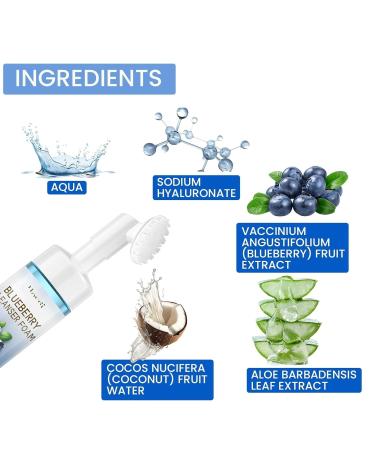 Blueberry Foam Cleansing Facial Wash - Deep Clean Remove Blackheads & Acne Repair Dull Skin Gentle Face Cleanser For Oil & Dirt Removal(3PCS) - Buy Online on GoSupps.com