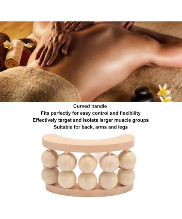 Wooden Massage Roller with 10 Beads - Deep Tissue Stress Relief Handheld Massager for Neck & Foot - Buy Online on GoSupps.com