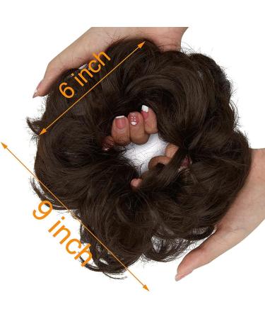 OMGREAT 2PCS Curly Wavy Updo Hair Buns Extensions in Medium Brown - Hair Scrunchies for Women and Girls - Buy Online on GoSupps.com