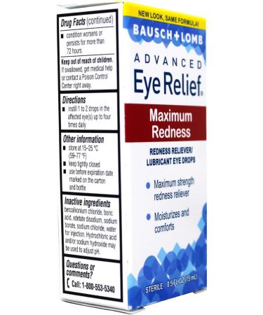 Bausch & Lomb Advanced Eye Relief Redness Drops - Maximum Relief 2 Pack | Fast Shipping Worldwide - Buy Online on GoSupps.com