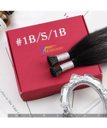 Moresoo I Tip Hair Extensions 55 cm - Balayage Black to Silver Ombre 50 Strands 40g Seidig Smooth for Thin Hair - Color #1b to #silber - Buy Online on GoSupps.com