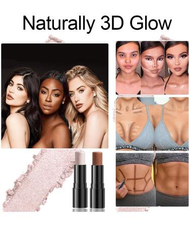 2 in 1 Cream Contour Stick & Highlighter - Peachy & Hazelnut Shade | Face Makeup Wonder Stick - Buy Online on GoSupps.com