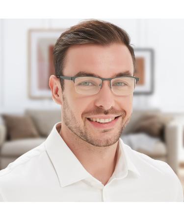 Buy EYECEDAR 5-Pack Reading Glasses for Men - Metal Gunmetal Half Frame with Spring Hinges | Stylish 1.50 Magnification Eyeglasses - Buy Online on GoSupps.com
